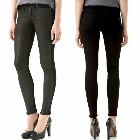 Rag & Bone mid-rise lamb leather front panel jeans - sz 29 - Picture 1 of 4